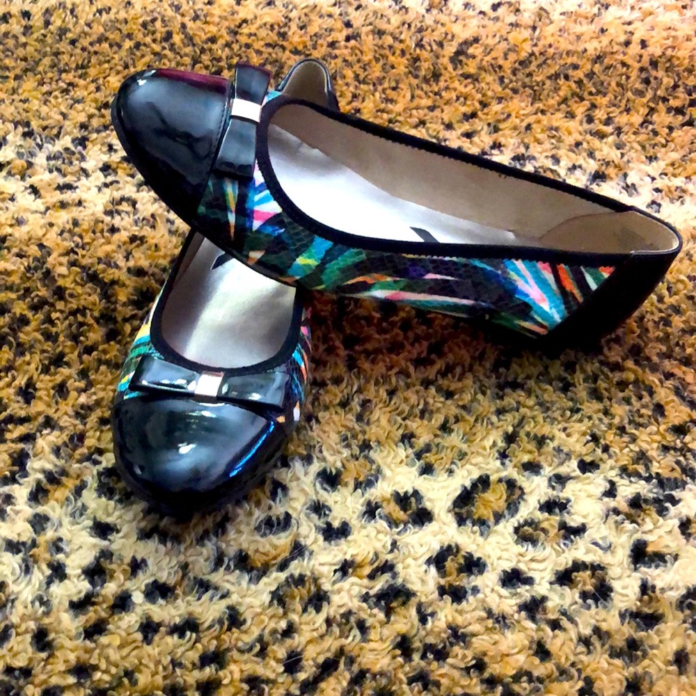 Anne Klein Sport Akatalya Cap Toe Ballet Flats with bow patent leather
